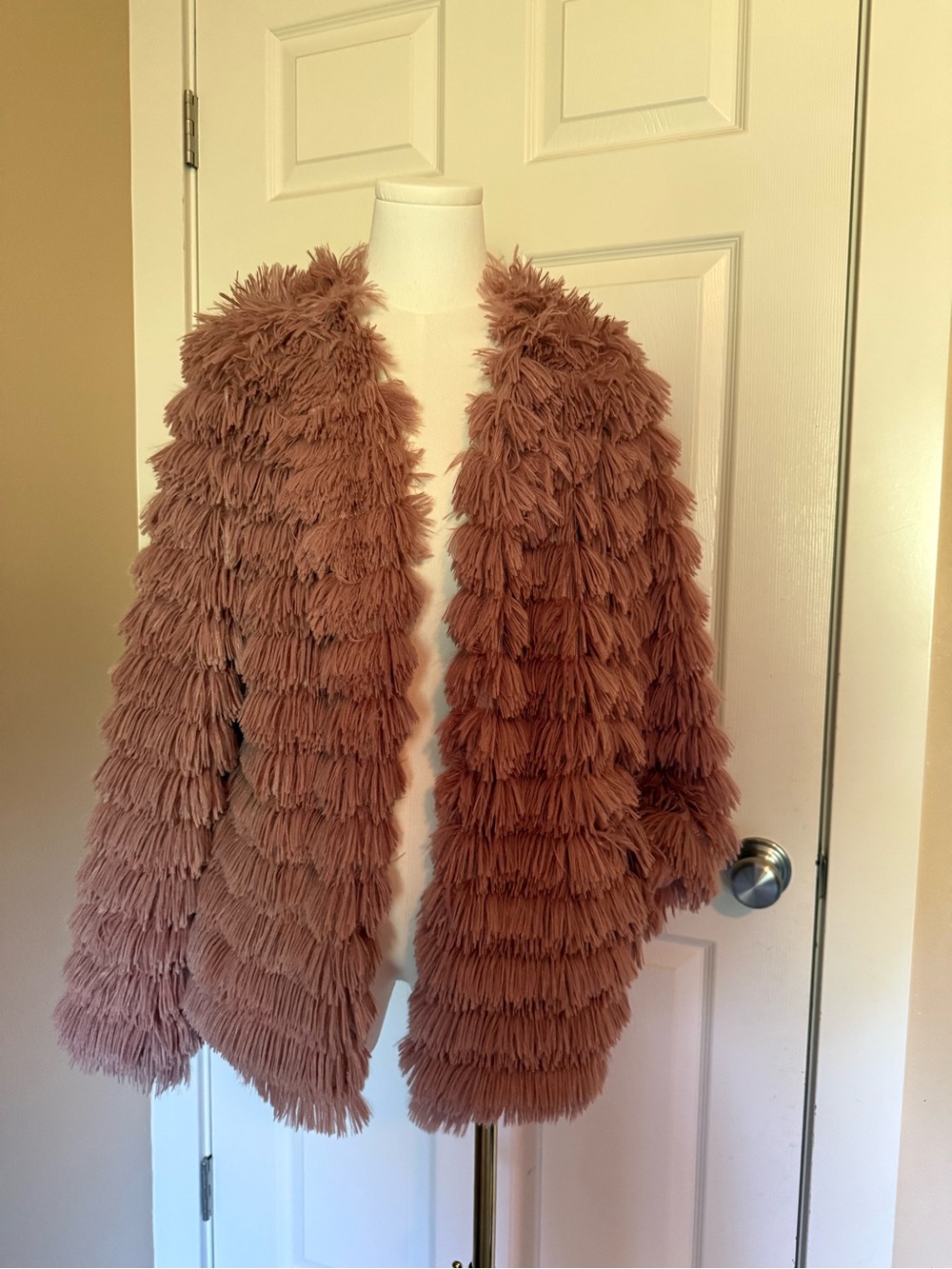 JODIFL Faux-Fur Fringe Jacket - Rose Taupe